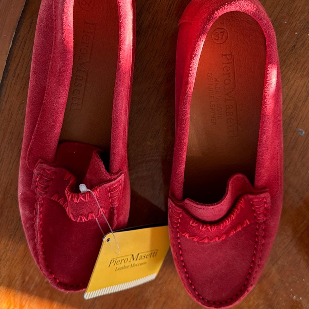 Piero Massetti Red Suede Loafers